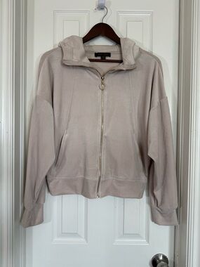 Truth by Republic Beige Full Zip Hoodie with Gold Ring Zipper Size M